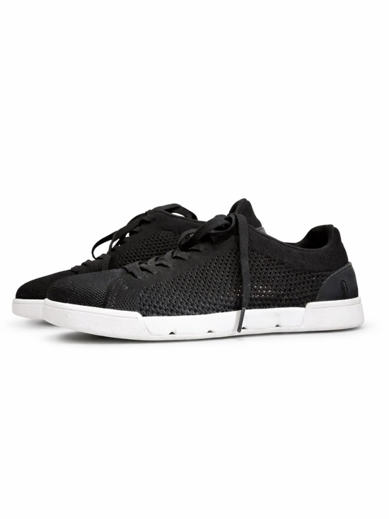 Swims Shoes - Swims Black Knit Lace-Up Sneakers with White Sole – Size 8 Women EUC